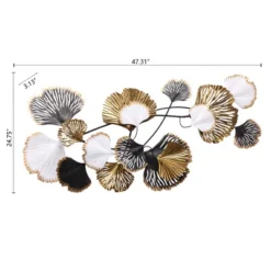 LuxenHome White, Black, And Gold Metal Ginkgo Leaves Modern Wall Decor -Home Improvement Store GUEST 94350928 784c 412d a57e 64380a73df91