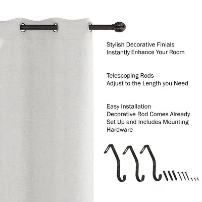 Hastings Home Black Curtain Rod With Cone Finials 4 Hastings Home Black Curtain Rod With Cone Finials - Image 2