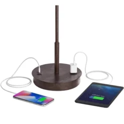 360 Lighting Modern Accent Table Lamp With USB And AC Power Outlet 23 1/2" High Bronze Fabric Drum Shade For Bedroom Living Room House Desk Bedside -Home Improvement Store GUEST 943b3fba 9a98 4e8e 9706 c63e147e7fb3