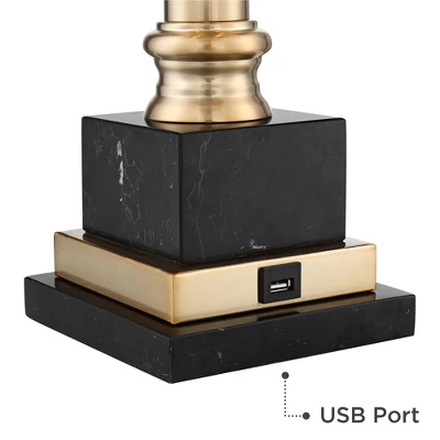 Barnes And Ivy Georgetown Traditional Desk Lamp 28 1/2" Tall Warm Brass With USB Charging Port Black Shade For Bedroom Living Room Bedside Office Kids 7 Barnes And Ivy Georgetown Traditional Desk Lamp 28 1/2" Tall Warm Brass With USB Charging Port Black Shade For Bedroom Living Room Bedside Office Kids - Image 5