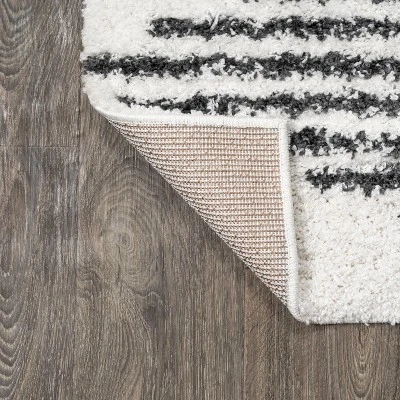 Elm Diamond Stripe Geometric Shag Indoor Area Rug - JONATHAN Y 7 Elm Diamond Stripe Geometric Shag Indoor Area Rug - JONATHAN Y - Image 5