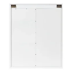 Decorative Wood Wall Storage Cabinet With Vanity Mirror And Sliding Barn Door Rustic White - Kate & Laurel All Things Decor