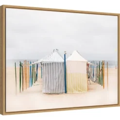 24" X 18" Seaside 5 By Carina Okula Framed Canvas Wall Art - Amanti Art