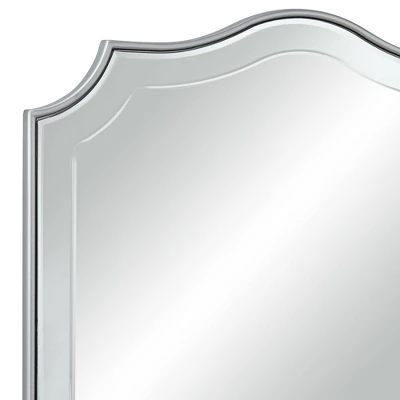 Noble Park Arch Rectangular Vanity Wall Mirror Modern Beveled Edge Shiny Silver Leaf Frame 26" Wide For Bathroom Bedroom Living Family Room Home House 4 Noble Park Arch Rectangular Vanity Wall Mirror Modern Beveled Edge Shiny Silver Leaf Frame 26" Wide For Bathroom Bedroom Living Family Room Home House - Image 2