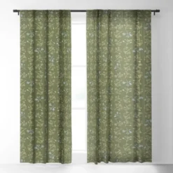 Wagner Campelo CONVESCOTE Green Single Panel Sheer Window Curtain - Deny Designs