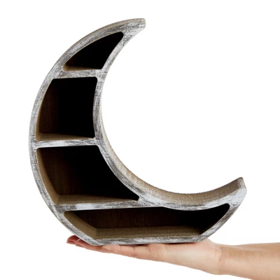 Farmlyn Creek Wooden Crescent Moon Shelf For Oils, Crystals, Healing Stones, 10 X 10.2 X 2 In 4 Farmlyn Creek Wooden Crescent Moon Shelf For Oils, Crystals, Healing Stones, 10 X 10.2 X 2 In - Image 2