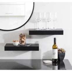 2pc 18" Havlock Wood Shelf Set Black - Kate & Laurel All Things Decor -Home Improvement Store GUEST 9a21785e d125 4d46 b716 1f907beca330