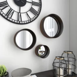 Contemporary Metal Wall Mirror Set Of 3 Dark Brown - Olivia & May -Home Improvement Store GUEST 9a424da5 60fe 47ca b6dd 0823066ec5ad