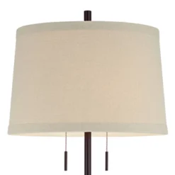 Possini Euro Design Rustic Farmhouse Table Lamp 33" Tall Dark Bronze Metal Off White Burlap Fabric Drum Shade For Bedroom Living Room House Bedside -Home Improvement Store GUEST 9a5f14ad 9e94 4b28 8b33 f07a1e9a3cf1