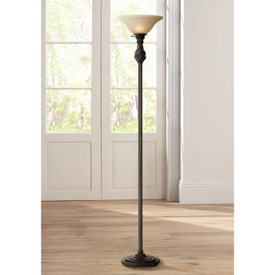 Regency Hill Traditional Torchiere Floor Lamp 70" Tall Hand Applied Black Bronze Swirl Font Amber Glass Shade For Living Room Uplight 3 Regency Hill Traditional Torchiere Floor Lamp 70" Tall Hand Applied Black Bronze Swirl Font Amber Glass Shade For Living Room Uplight