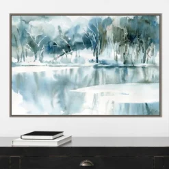 33" X 22" Blue Tree Reflections By Katrina Pete Framed Canvas Wall Art Gray Wash - Amanti Art -Home Improvement Store GUEST 9d6d857c 8d57 4d0d 9b4d 0ca09cd51671