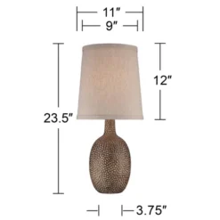 360 Lighting Chalane Rustic Accent Table Lamp 23 1/2" High Antique Bronze Hammered Texture Natural Beige Linen Shade For Bedroom Living Room Bedside -Home Improvement Store GUEST 9e79df93 f12f 4e1b ac32 d555a6d1df20