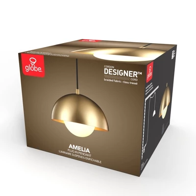 Amelia 1-Light Matte Brass Plug-In Pendant Lighting With Frosted Glass Shade - Globe Electric 8 Amelia 1-Light Matte Brass Plug-In Pendant Lighting With Frosted Glass Shade - Globe Electric - Image 6