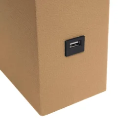 21" Lexington Leather Base Modern Home Decor Bedside Table Lamp With USB Charging Port And Fabric Shade - Lalia Home -Home Improvement Store GUEST a118a878 1c8f 48a7 9ab3 8a093b7f0977