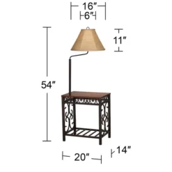 Regency Hill Travata Rustic Vintage Floor Lamp With End Table 54" Tall Bronze Scrollwork Swing Arm Burlap Fabric Empire Shade For Living Room Reading -Home Improvement Store GUEST a2fd17f3 488b 45c5 a0cd abb6e816c8c1