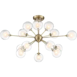 Possini Euro Design Modern Ceiling Light Semi Flush Mount Fixture Sputnik Brass 30 1/2" Wide 15-Light Double Glass Ball Hallway -Home Improvement Store GUEST a3344d35 d1d8 4a60 8f88 777e9a7f591d