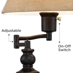 Regency Hill Traditional Desk Table Lamp Swing Arm With Hotel Style USB Charging Port 21.75" High Bronze Metal Faux Leather Bell Shade For Bedroom -Home Improvement Store GUEST a689f15d 28d3 4c64 a89b 7e50d9e9eedd