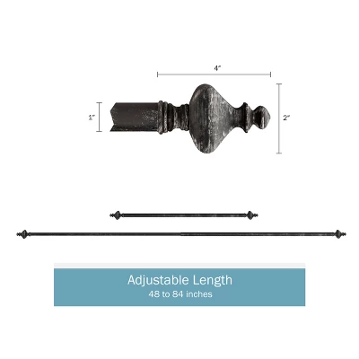 Hastings Home 1 Inch Curtain Rod With Finials (Black) 3 Hastings Home 1 Inch Curtain Rod With Finials (Black)