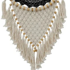 42" X 16" Cotton Macrame Handmade Intricately Woven Dreamcatcher Wall Decor With Beaded Fringe Tassels Black - Olivia & May -Home Improvement Store GUEST aab1cdc0 de73 4573 b6ac 4cf26c6f56ed