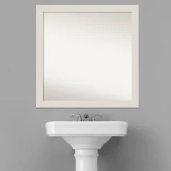 30" X 30" Non-Beveled Rustic Plank White Narrow Bathroom Wall Mirror - Amanti Art -Home Improvement Store GUEST aacb8c19 0601 4128 b3f4 e9f7498e7fc3