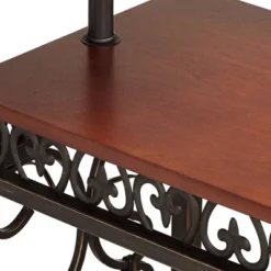 Regency Hill Travata Rustic Vintage Floor Lamp With End Table 54" Tall Bronze Scrollwork Swing Arm Burlap Fabric Empire Shade For Living Room Reading -Home Improvement Store GUEST aaf3853a 9cd9 4090 836d 5eba6c8663ec