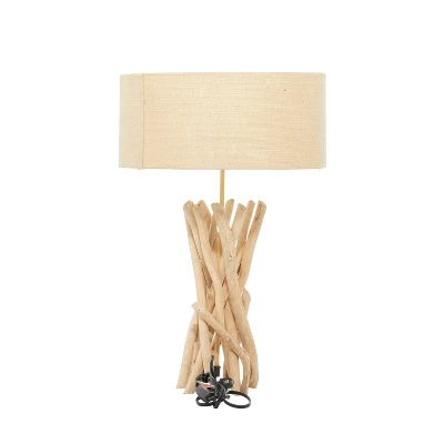 Rustic Wood Table Lamp Beige - Olivia & May 5 Rustic Wood Table Lamp Beige - Olivia & May - Image 3