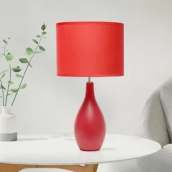 18.11" Traditional Standard Ceramic Dewdrop Table Desk Lamp With Matching Fabric Shade Red - Creekwood Home -Home Improvement Store GUEST abfd609c ca3a 4ece aedb a050a2cd62bb