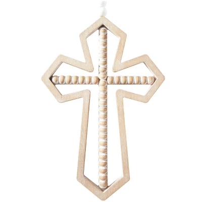Set Of 3 Wood Biblical Carved Beaded Crosses Wall Decors With Rope Hanger Brown - Olivia & May 5 Set Of 3 Wood Biblical Carved Beaded Crosses Wall Decors With Rope Hanger Brown - Olivia & May - Image 3