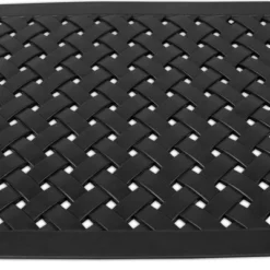 BIRDROCK HOME 24 X 36 Rubber Doormat With Basket Weave Design - Black