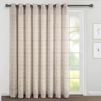 Home Boutique Farmhouse Textured Grommet Sheer Window Curtain Panel Neutral Single 115x84 3 Home Boutique Farmhouse Textured Grommet Sheer Window Curtain Panel Neutral Single 115x84