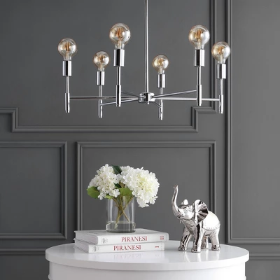 17.75" Adjustable Height Metal Turing Pendant (Includes Energy Efficient Light Bulb) Chrome - JONATHAN Y 4 17.75" Adjustable Height Metal Turing Pendant (Includes Energy Efficient Light Bulb) Chrome - JONATHAN Y - Image 2