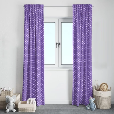 Bacati - Pin Dots Purple Cotton Printed Single Window Curtain Panel 4 Bacati - Pin Dots Purple Cotton Printed Single Window Curtain Panel - Image 2