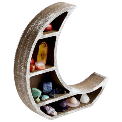 Farmlyn Creek Wooden Crescent Moon Shelf For Oils, Crystals, Healing Stones, 10 X 10.2 X 2 In 5 Farmlyn Creek Wooden Crescent Moon Shelf For Oils, Crystals, Healing Stones, 10 X 10.2 X 2 In - Image 3