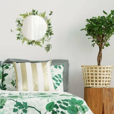 Fern Peel And Stick Decal With Circle Mirror - RoomMates 3 Fern Peel And Stick Decal With Circle Mirror - RoomMates