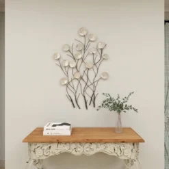 Metal Floral Wall Decor With Capiz Accents White - Olivia & May -Home Improvement Store GUEST b0b052a5 c09d 44b0 8da2 46fdb0ce0017
