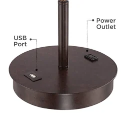 360 Lighting Modern Accent Table Lamp With USB And AC Power Outlet 23 1/2" High Bronze Fabric Drum Shade For Bedroom Living Room House Desk Bedside -Home Improvement Store GUEST b3e9411d 4c23 4f75 96f4 cac9058e6543