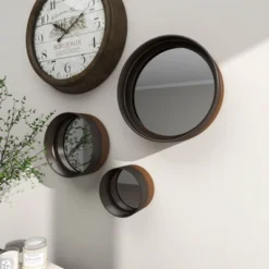 Contemporary Metal Wall Mirror Set Of 3 Dark Brown - Olivia & May -Home Improvement Store GUEST b4562d09 cac0 41e9 828a 2aab81d96be9
