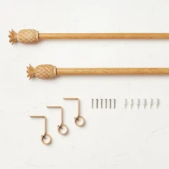 Pineapple Faux Wood Curtain Rod Natural Wood - Opalhouse™ Designed With Jungalow™ -Home Improvement Store GUEST b565e685 bbc8 405f abbe 297780442d88