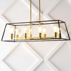 35" 8-Light Liane Farmhouse Industrial Iron Linear LED Pendant Black/Brass Gold - JONATHAN Y 16 35" 8-Light Liane Farmhouse Industrial Iron Linear LED Pendant Black/Brass Gold - JONATHAN Y -Home Improvement Store GUEST b614473c 2663 4e23 a8e5 3dc8dbfe6390