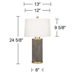 360 Lighting Gilson Modern Table Lamps 24 1/2" High Set Of 2 Gray Glaze Ceramic White Drum Shade For Bedroom Living Room Bedside Nightstand Office -Home Improvement Store GUEST b762e2c2 0acb 4491 b7ec 750936875cc4