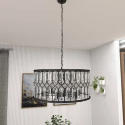 Metal Crystal Embellishments 6 Light Chandelier With Link Style Chain Black - Olivia & May -Home Improvement Store GUEST bb553d95 abe3 4870 a9cf 746c3aac4ac4