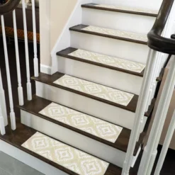 SussexHome Tetra One Design Cotton Anti-Slip Stair Treads, 9” X 28“ -Home Improvement Store GUEST bc6003d1 7be2 4e8c bd98 d8659b217310