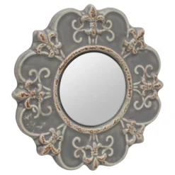 8" Ceramic Wall Mirror With Decorative Details Matte Gray - Stonebriar Collection 7 8" Ceramic Wall Mirror With Decorative Details Matte Gray - Stonebriar Collection -Home Improvement Store GUEST bcf38d3e 82ed 4c0a a896 b891909b59a7