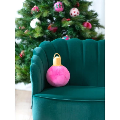 Shiraleah Pink Christmas Ornament Bauble Pillow, Small 3 Shiraleah Pink Christmas Ornament Bauble Pillow, Small