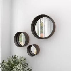 Contemporary Metal Wall Mirror Set Of 3 Dark Brown - Olivia & May -Home Improvement Store GUEST c2bed6fc 50fe 491b 8f6c 7550013873a7