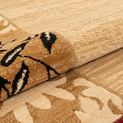 Well Woven Plain Border Damask Warms Brush Effect Soft Area Rug 8 Well Woven Plain Border Damask Warms Brush Effect Soft Area Rug - Image 6