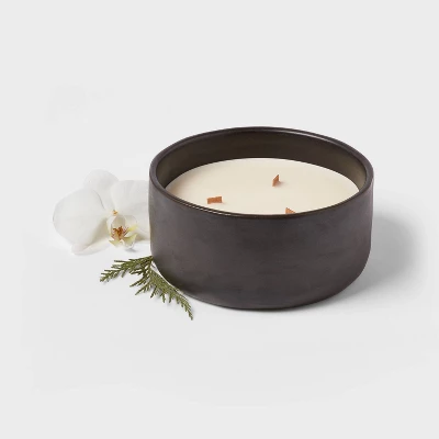16oz Blackened Bowl Ceramic With Multi Woodwick And Dustcover Spice Vanilla Fig Candle Black - Threshold™ 4 16oz Blackened Bowl Ceramic With Multi Woodwick And Dustcover Spice Vanilla Fig Candle Black - Threshold™ - Image 2