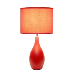 18.11" Traditional Standard Ceramic Dewdrop Table Desk Lamp With Matching Fabric Shade Red - Creekwood Home -Home Improvement Store GUEST c5f0c7f6 0619 428b b785 7fb6bce954ea
