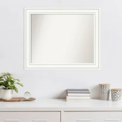 33" X 27" Non-Beveled Craftsman White Wood Wall Mirror - Amanti Art -Home Improvement Store GUEST c988700c a433 49c3 bd9e 874bac973305