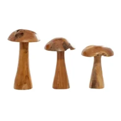 Set Of 3 Teak Wood Mushroom Handmade Live Edge Sculpture With Natural Smooth Finish Brown - Olivia & May 27 Set Of 3 Teak Wood Mushroom Handmade Live Edge Sculpture With Natural Smooth Finish Brown - Olivia & May -Home Improvement Store GUEST ccdbc050 630b 4baf a982 6da567765528